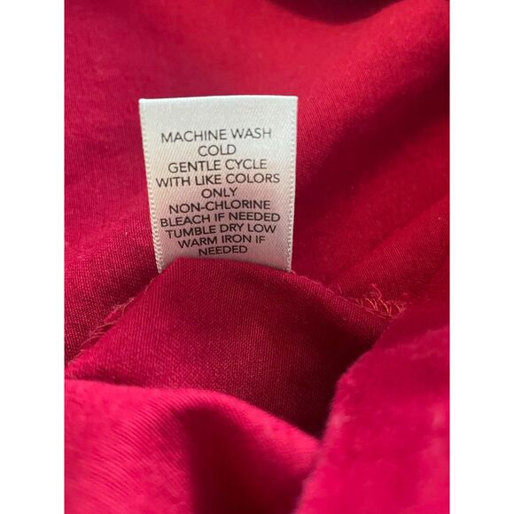 CJ Banks Women's Plus Size 3X Red Shirt Jacket 3/4 Sleeve Button Front - Picture 6 of 8